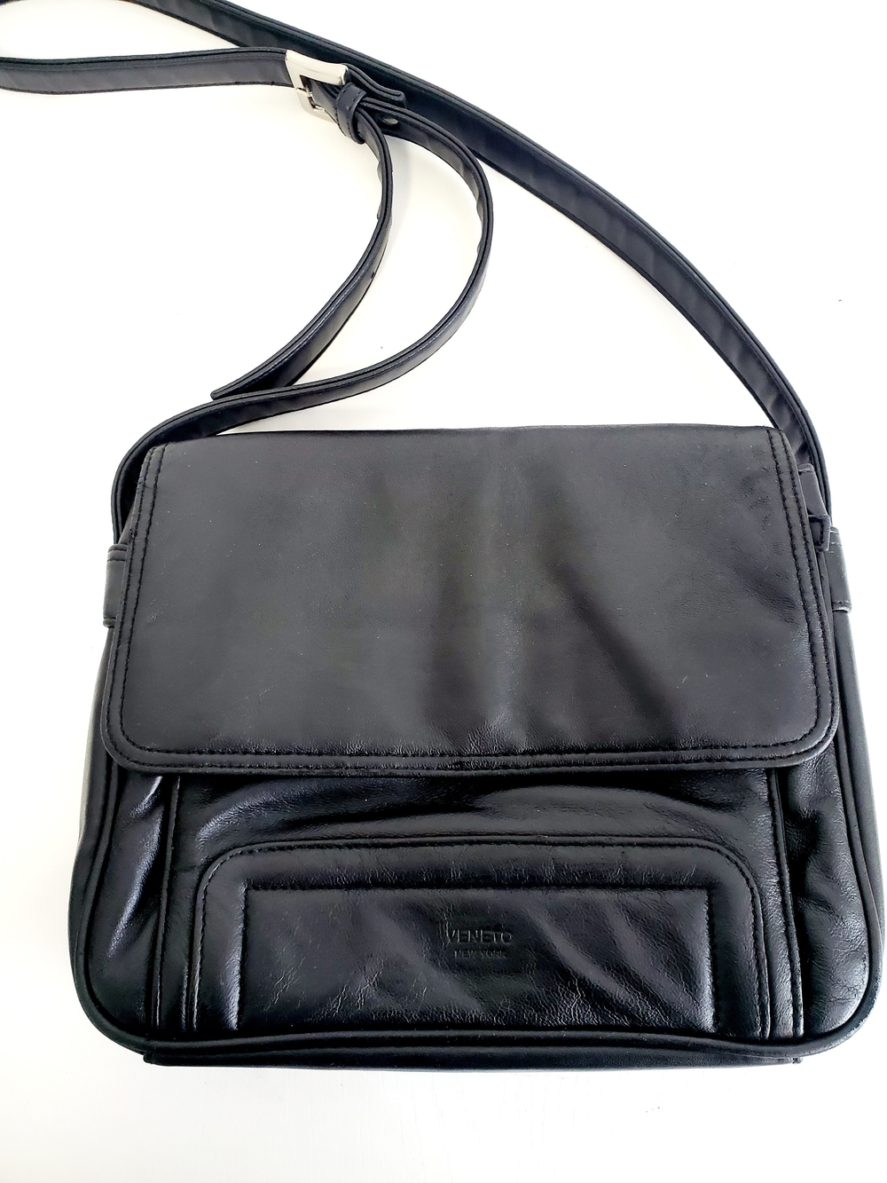 Veneto New York  Black Leather Crossbody Bag